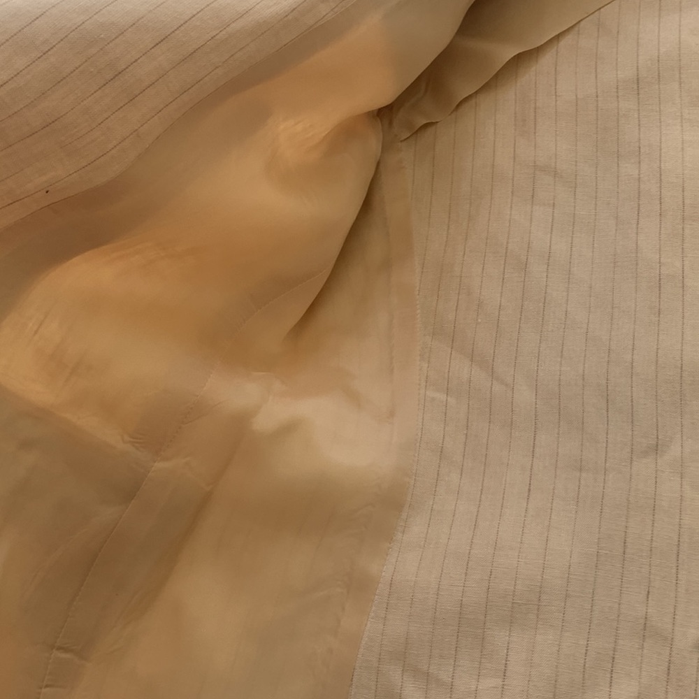 MaxMara Beige Cream Pin Stripe Flax Linen Blazer Medium - Picture 9 of 10
